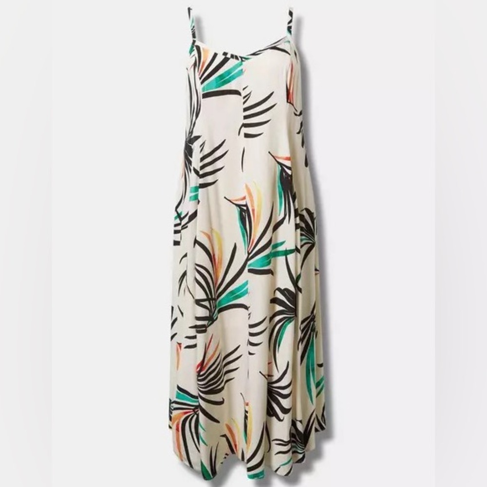 NWT Torrid Leaf Print Challis Trapeze Maxi Dress - Torrid Size 3 (22-24, 3X)